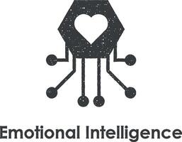 hexagone, circuit, cœur, émotif intelligence vecteur icône illustration avec timbre effet