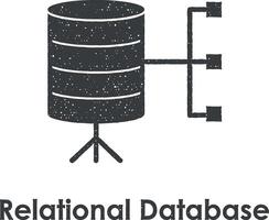 données, connexion, relationnel base de données vecteur icône illustration avec timbre effet