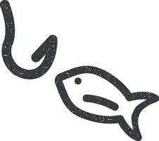 poisson, crochet vecteur icône illustration avec timbre effet