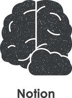 cerveau, nuage, notion vecteur icône illustration avec timbre effet