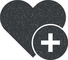charité, cardiogramme vecteur icône illustration avec timbre effet