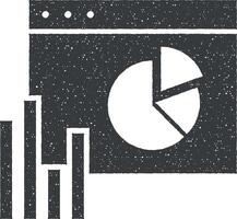 commerce électronique, statistiques vecteur icône illustration avec timbre effet