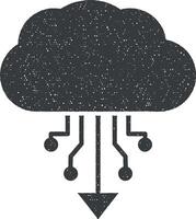 nuage, Télécharger vecteur icône illustration avec timbre effet