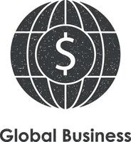monde, dollar, affaires vecteur icône illustration avec timbre effet