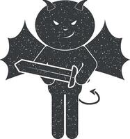 démon avec épée vecteur icône illustration avec timbre effet