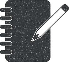 bloc-notes et crayon vecteur icône illustration avec timbre effet