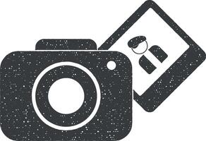 caméra et photo vecteur icône illustration avec timbre effet