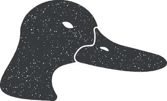 tête de canard silhouette vecteur icône illustration avec timbre effet