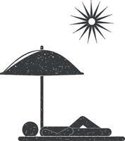 bronzer en dessous de un parapluie vecteur icône illustration avec timbre effet