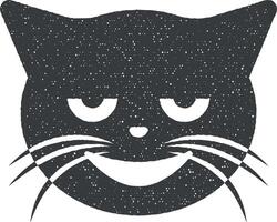Ordinaire souriant lutin chat vecteur icône illustration avec timbre effet