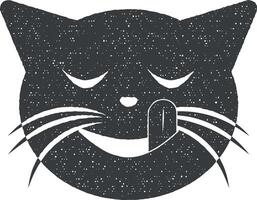 heureux avec le Langue chat vecteur icône illustration avec timbre effet