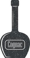 bouteille de Cognac vecteur icône illustration avec timbre effet