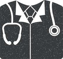 uniforme, médecin, stéthoscope, chemise vecteur icône illustration avec timbre effet