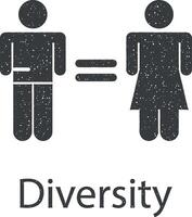 diversité, homme, femme vecteur icône illustration avec timbre effet