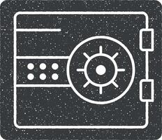 banque, dépôt, sûr, sécurité, coffre-fort glyphe vecteur icône illustration avec timbre effet