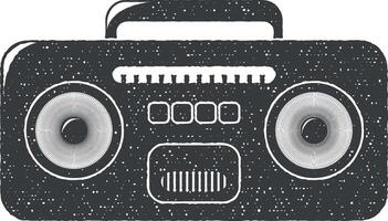 cassette joueur vecteur icône illustration avec timbre effet