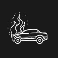 voiture sur Feu griffonnage esquisser illustration vecteur