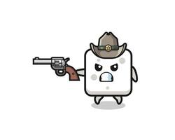 le cow-boy au cube de sucre tirant avec une arme à feu vecteur