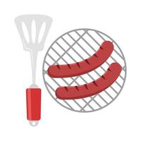 spatule avec saucisse sauce gril illustration vecteur