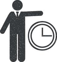 temps, homme d'affaire, emploi icône vecteur illustration dans timbre style
