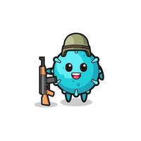 mascotte de virus mignon en tant que soldat vecteur