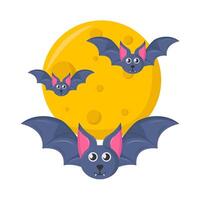 chauve souris avec plein lune illustration vecteur