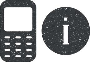 mobile téléphone Info icône vecteur illustration dans timbre style