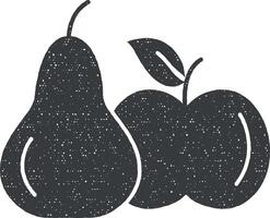 poire Pomme régime icône vecteur illustration dans timbre style