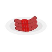 saucisse sauce dans assiette illustration vecteur