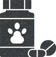 vitamines, animal de compagnie icône vecteur illustration dans timbre style