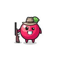 mascotte de chasseur de pomme tenant une arme à feu vecteur