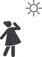 soleil, femme, problème, lupus icône vecteur illustration dans timbre style