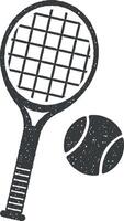 tennis raquette et Balle vecteur icône illustration avec timbre effet