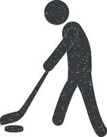la glace le hockey joueur vecteur icône illustration avec timbre effet