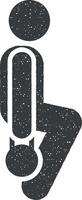 kettlebells homme poids muscle avec La Flèche pictogramme icône vecteur illustration dans timbre style