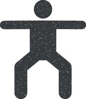 exercice homme Gym sport aptitude avec La Flèche pictogramme icône vecteur illustration dans timbre style