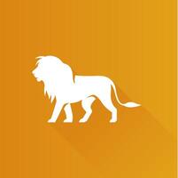 Lion plat Couleur icône longue ombre vecteur illustration
