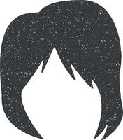cheveux, femme, la Coupe de cheveux en couches vecteur icône illustration avec timbre effet