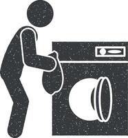 homme la lessive machine vecteur icône illustration avec timbre effet
