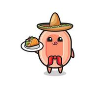 mascotte de chef mexicain de savon tenant un taco vecteur