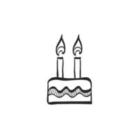 main tiré esquisser icône anniversaire gâteau vecteur