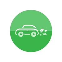 vert voiture icône dans plat Couleur cercle style. faible émission, électrique véhicule vecteur