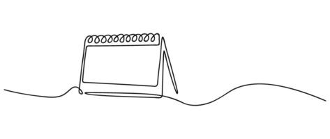 feuilles mobiles calendrier continu ligne dessin. organisateur concept. temps raboteuse concept vecteur