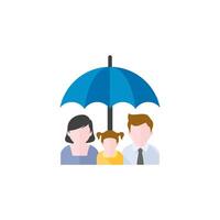 famille parapluie icône dans plat Couleur style. Assurance protection sécurité Parents des gamins éducation vecteur