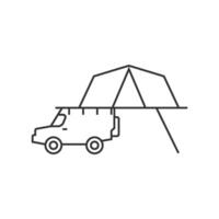 portable camping tente icône dans mince contour style vecteur