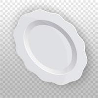 assiette ovale blanche à bord ondulé. vaisselle propre pour la cuisine. porcelaine. modèle vectoriel pour l'affichage des aliments. vue de dessus.