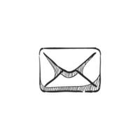 main tiré esquisser icône email vecteur