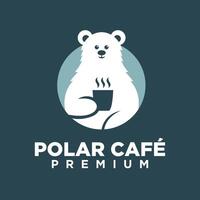 polaire ours café logo icône illustration conception vecteur