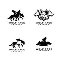 Loup pack logo icône conception illustration vecteur