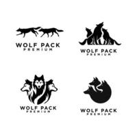 Loup pack logo icône conception illustration vecteur